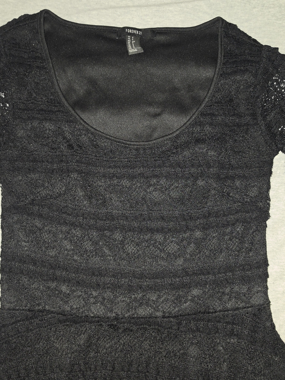 Forever 21 Black Lace Scoop-Neck Mini Dress - Picture 2 of 4